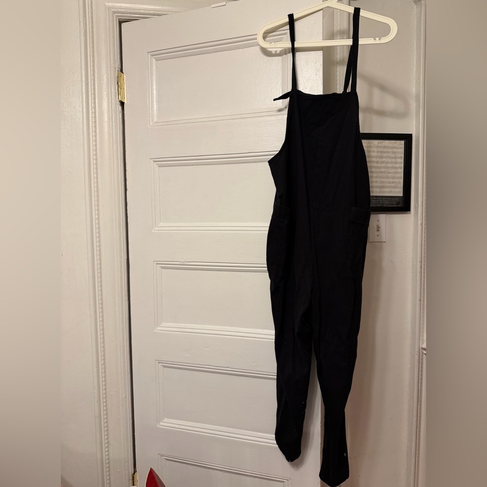 Black Women's Maternity Jumpsuit with Adjustable Straps by Storq